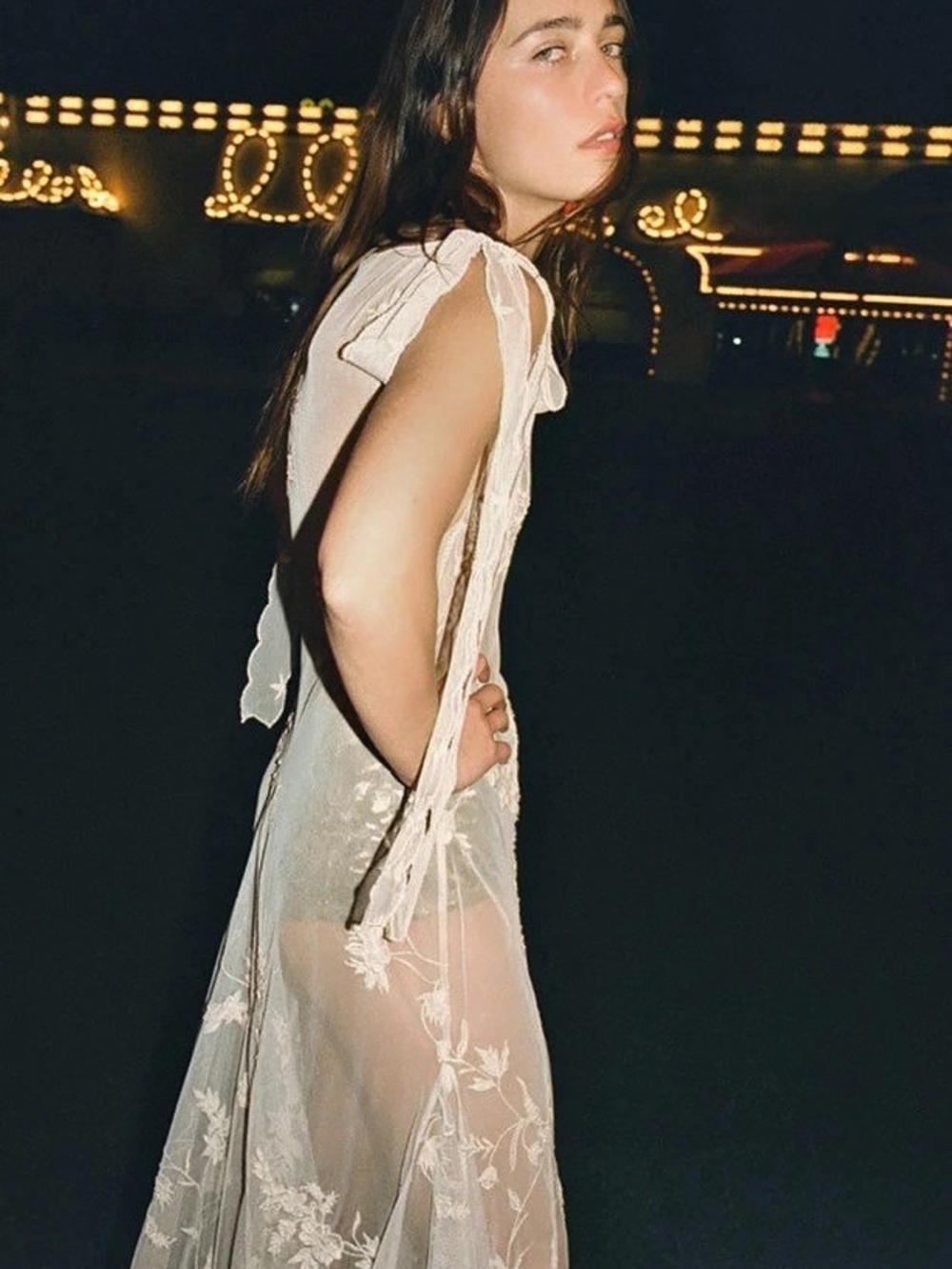 Zara Limited Edition Georgette Dress With Floral Beaded Embroidery Floral Beaded